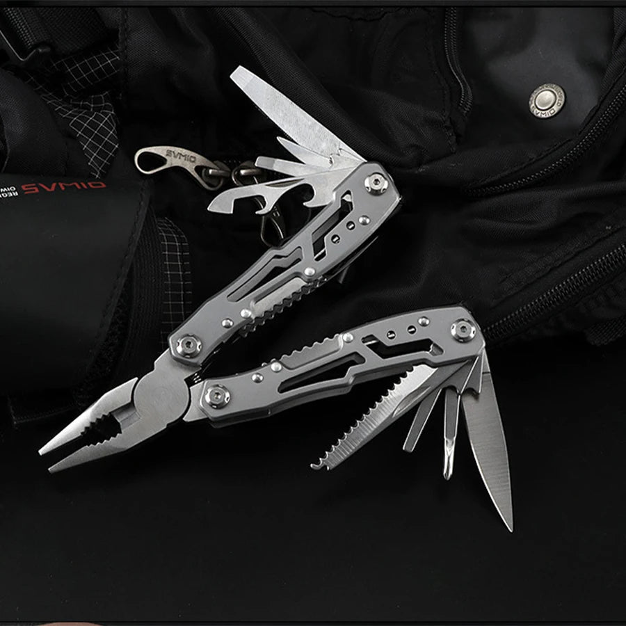 Multifunctional tool pliers with knife fish scaler screwdriver bottle can opener file etc